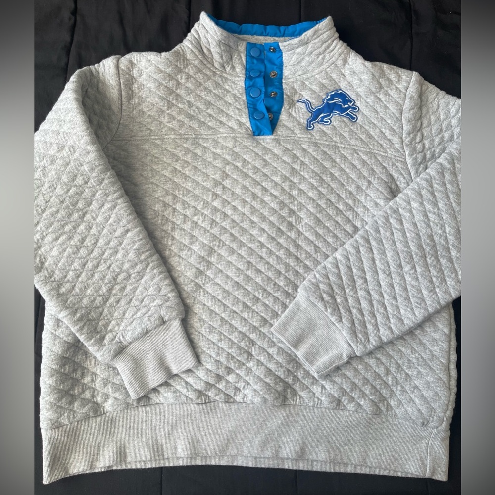 DETROIT LIONS (NFL) women’s football quarter button up thick sweatshirt fleece